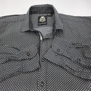 English Laundry Shirt Mens Large Geometric Black White Pattern Long Sleeve‎